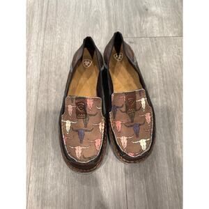 Ariat Ladies Metallic Bronze & Pink Steerhead Print Cruiser Women's Size 8.5B